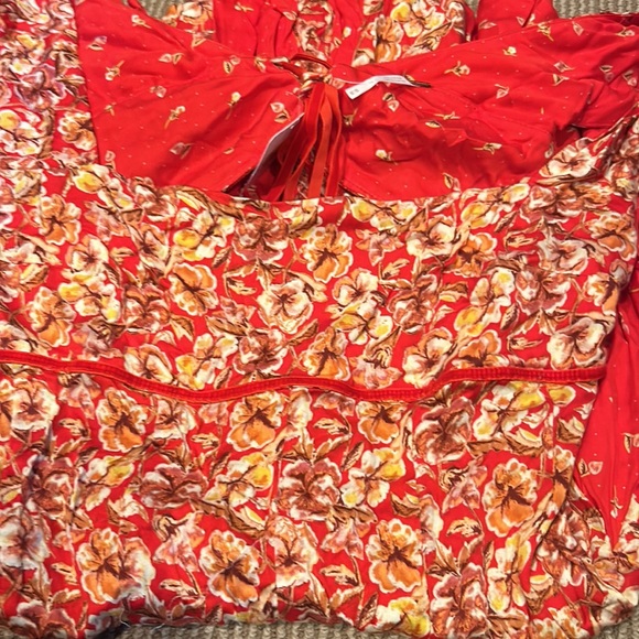 NWT FREE PEOPLE ponderosa mini dress in strawberry combo - Picture 15 of 15